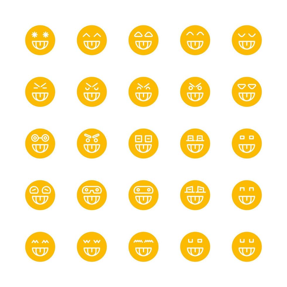 yellow cute emoticons set vector