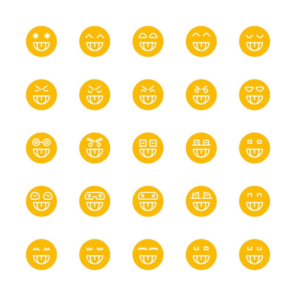 conjunto de emoticonos lindos amarillos vector