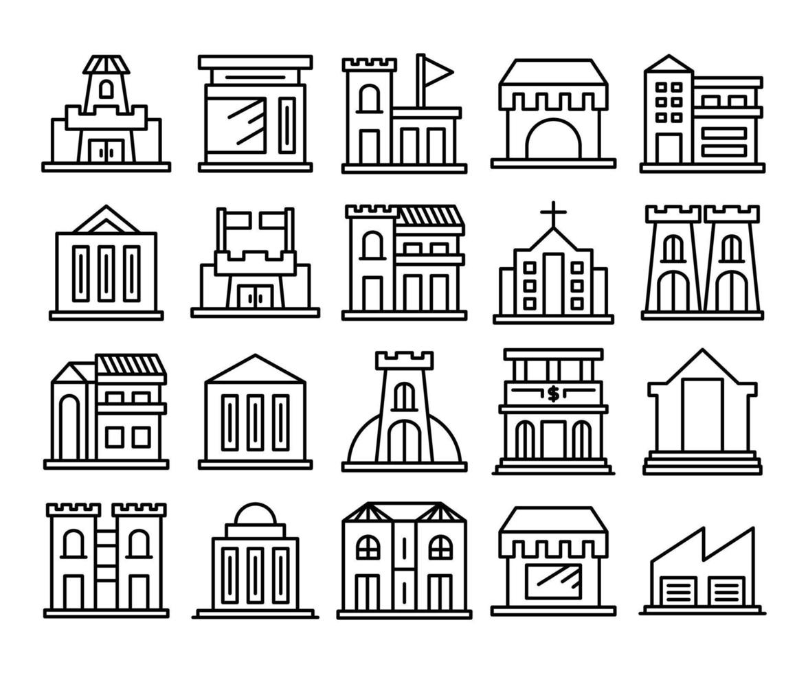 building line icons set vector