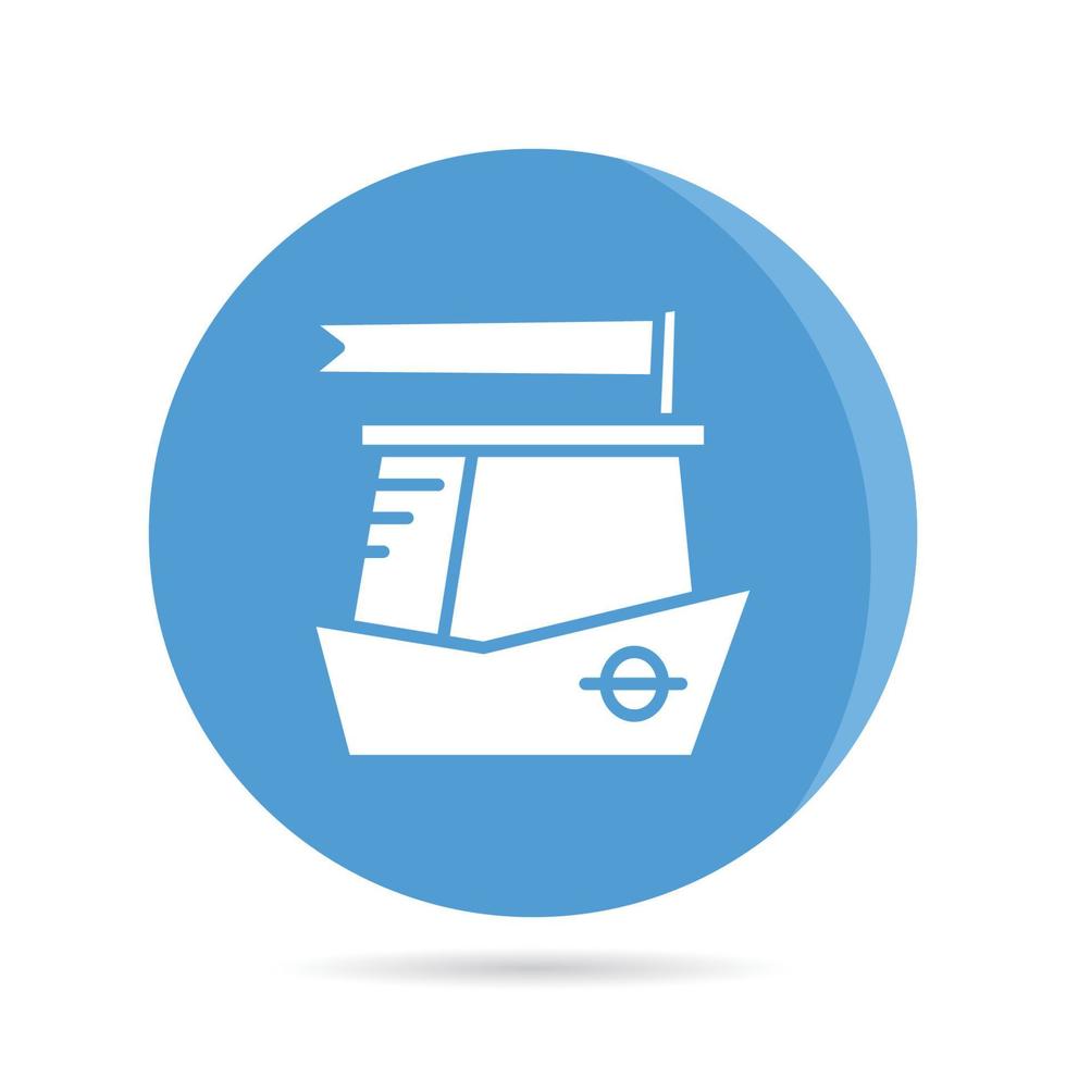small boat icon in blue roud button vector