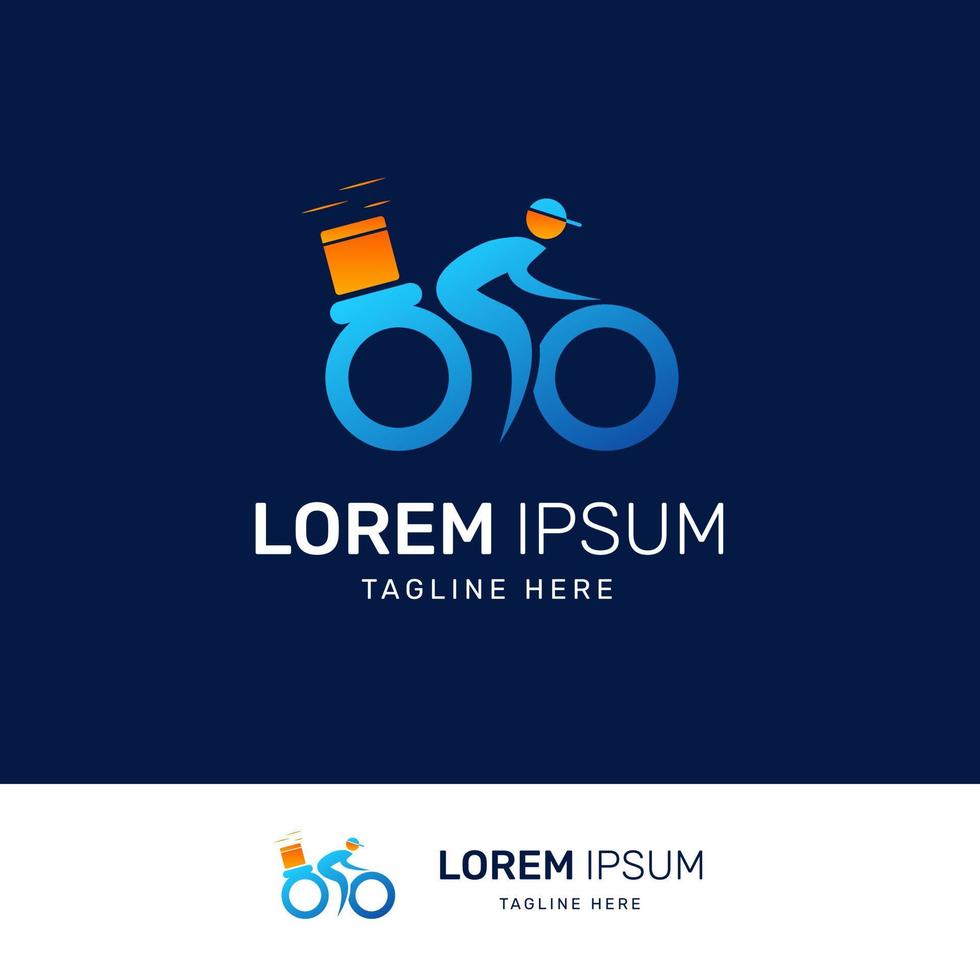 logotipo del remitente del paquete, logotipo del servicio de entrega, logotipo del ciclista. con un degradado de color muy elegante. vector