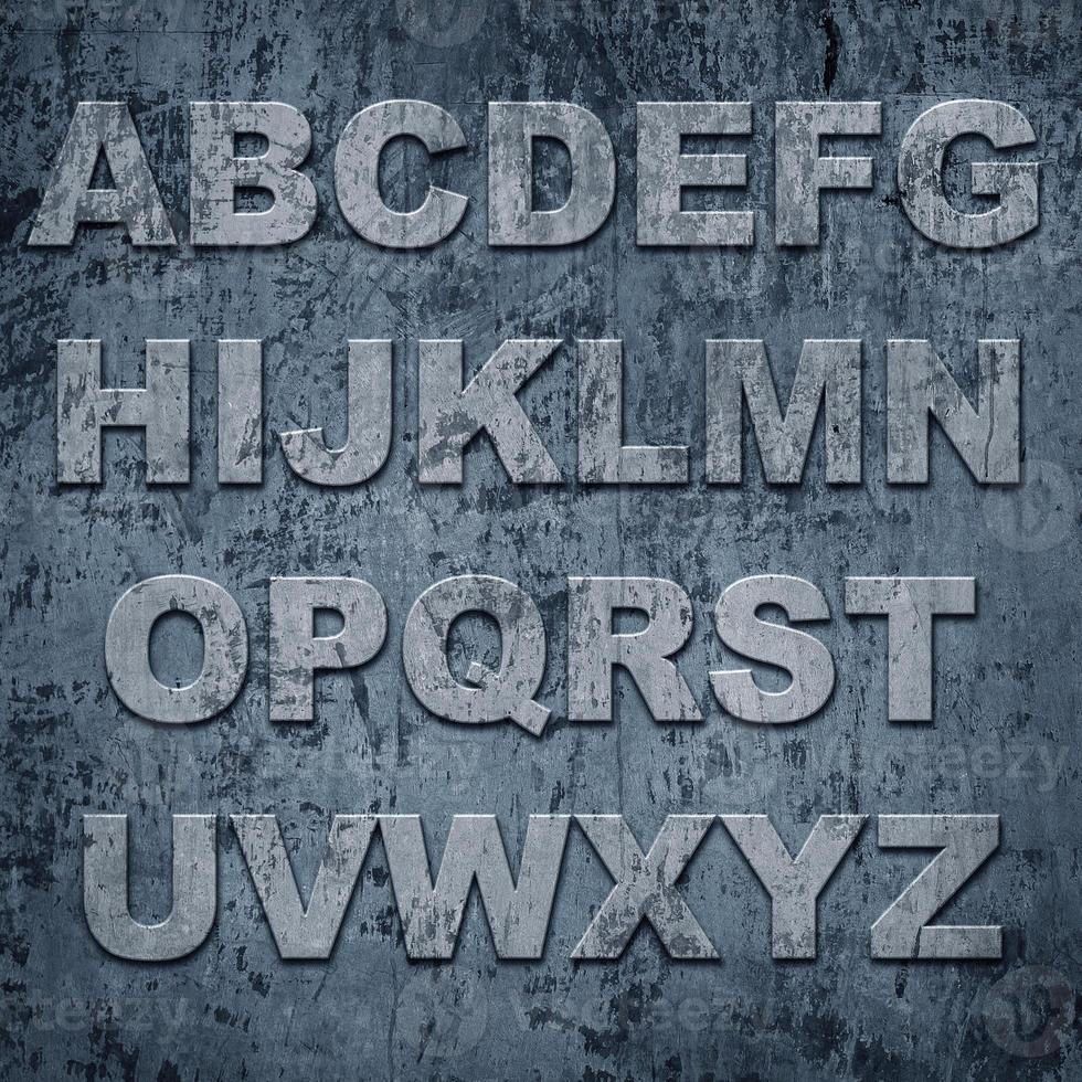 Latters of alphabet on grunge texture photo
