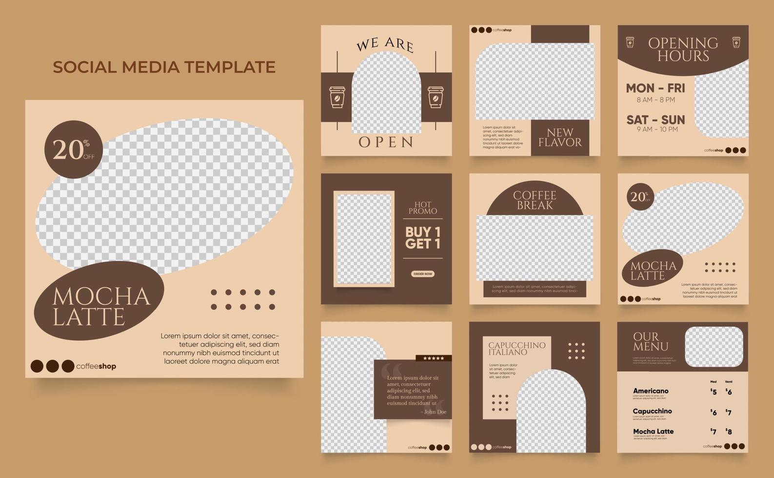 Fully editable social media template banner blog coffee sale promotion vector