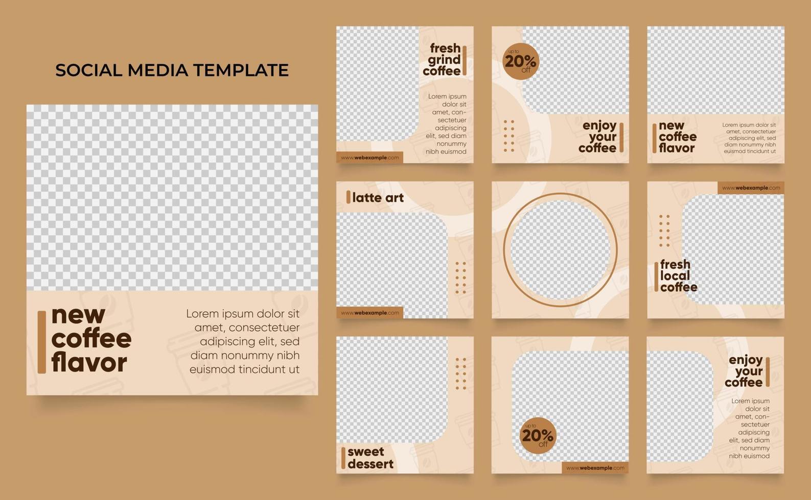 social media template banner for coffee drink and beverage sale promotion vector