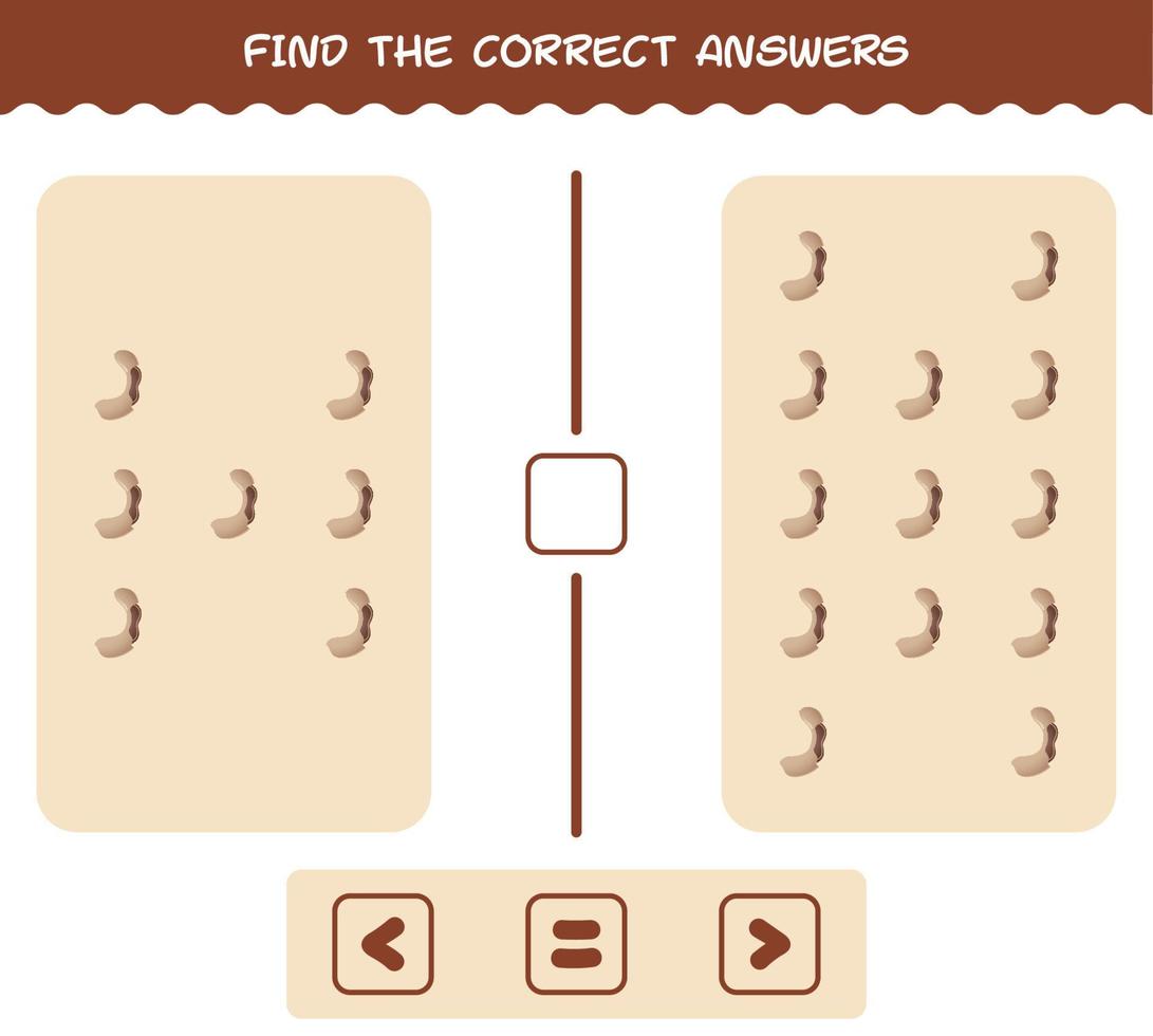 encuentra las respuestas correctas de dibujos animados de tamarindo. Juego de buscar y contar. juego educativo para niños y niños pequeños en edad preescolar vector