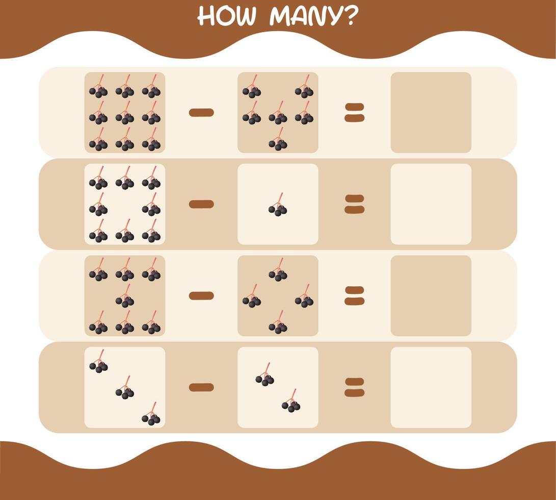 How many cartoon elderberry. Counting game. Educational game for pre shool years kids and toddlers vector