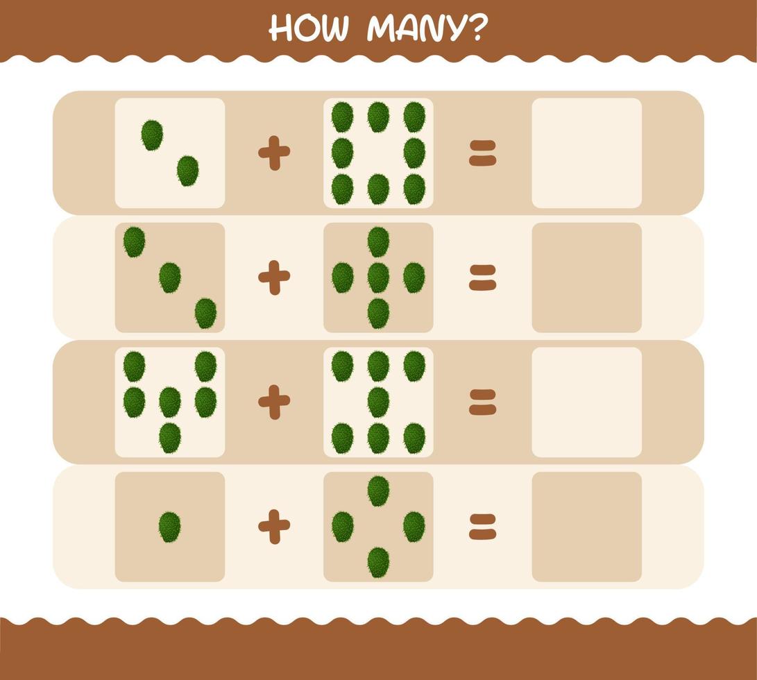 How many cartoon soursop. Counting game. Educational game for pre shool years kids and toddlers vector