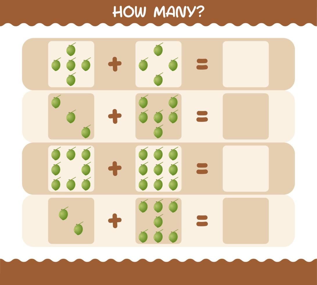 How many cartoon coconut. Counting game. Educational game for pre shool years kids and toddlers vector