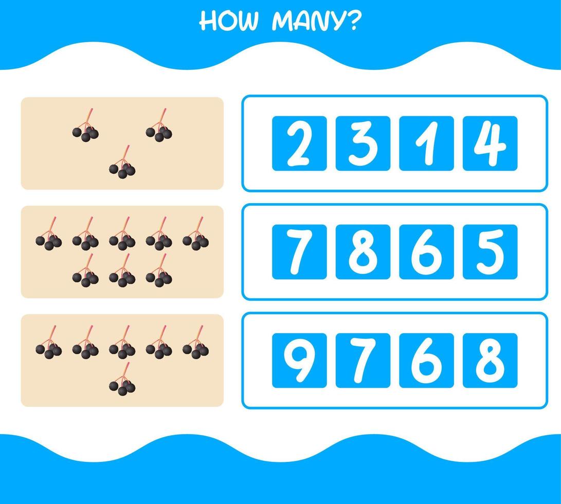How many cartoon elderberry. Counting game. Educational game for pre shool years kids and toddlers vector