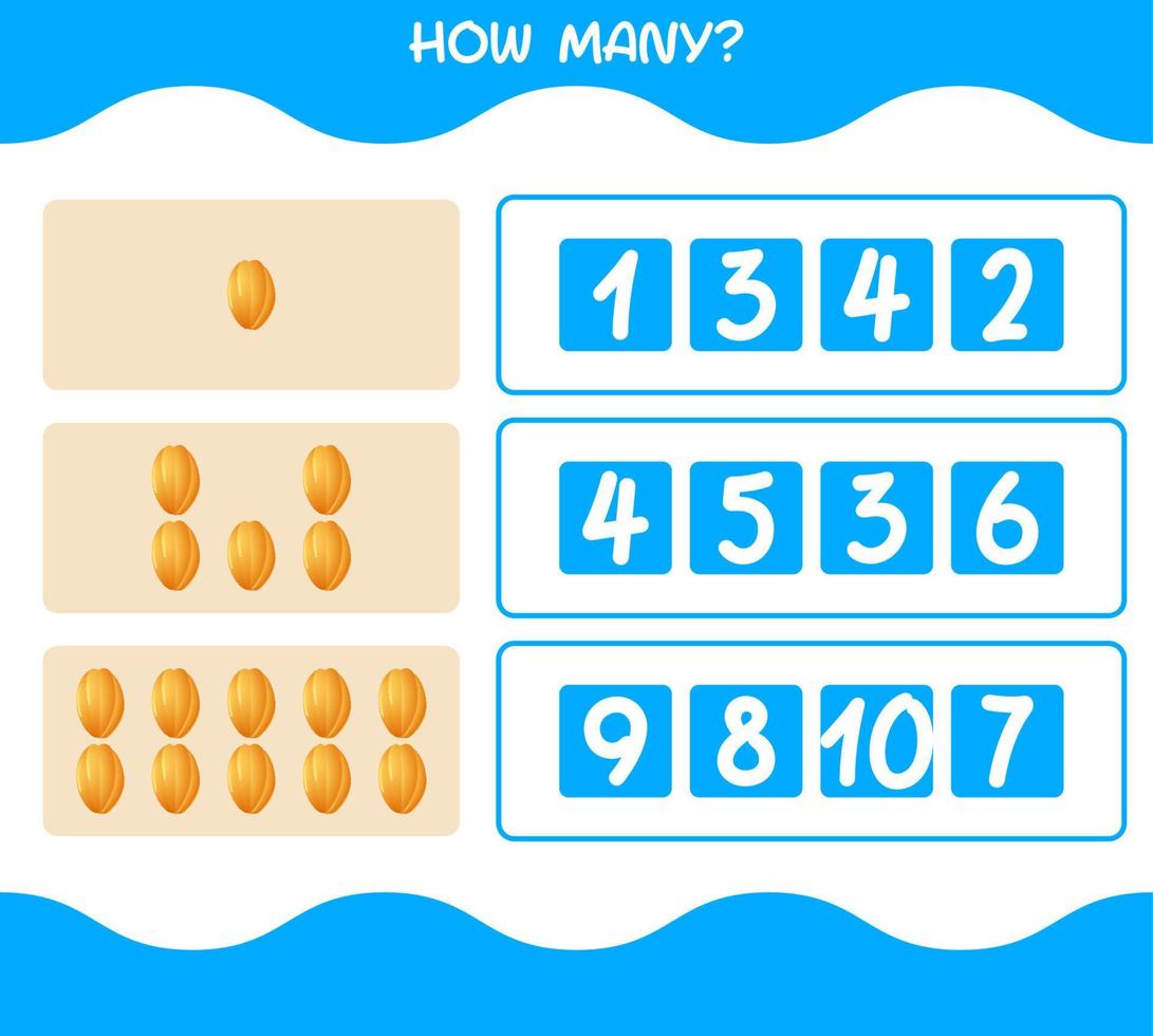 How many cartoon starfruit. Counting game. Educational game for pre shool years kids and toddlers vector