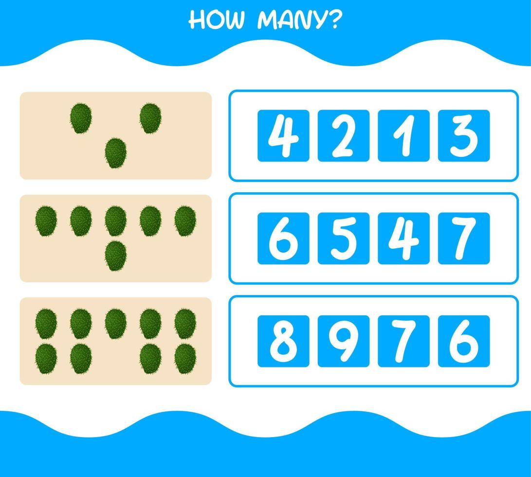 How many cartoon soursop. Counting game. Educational game for pre shool years kids and toddlers vector