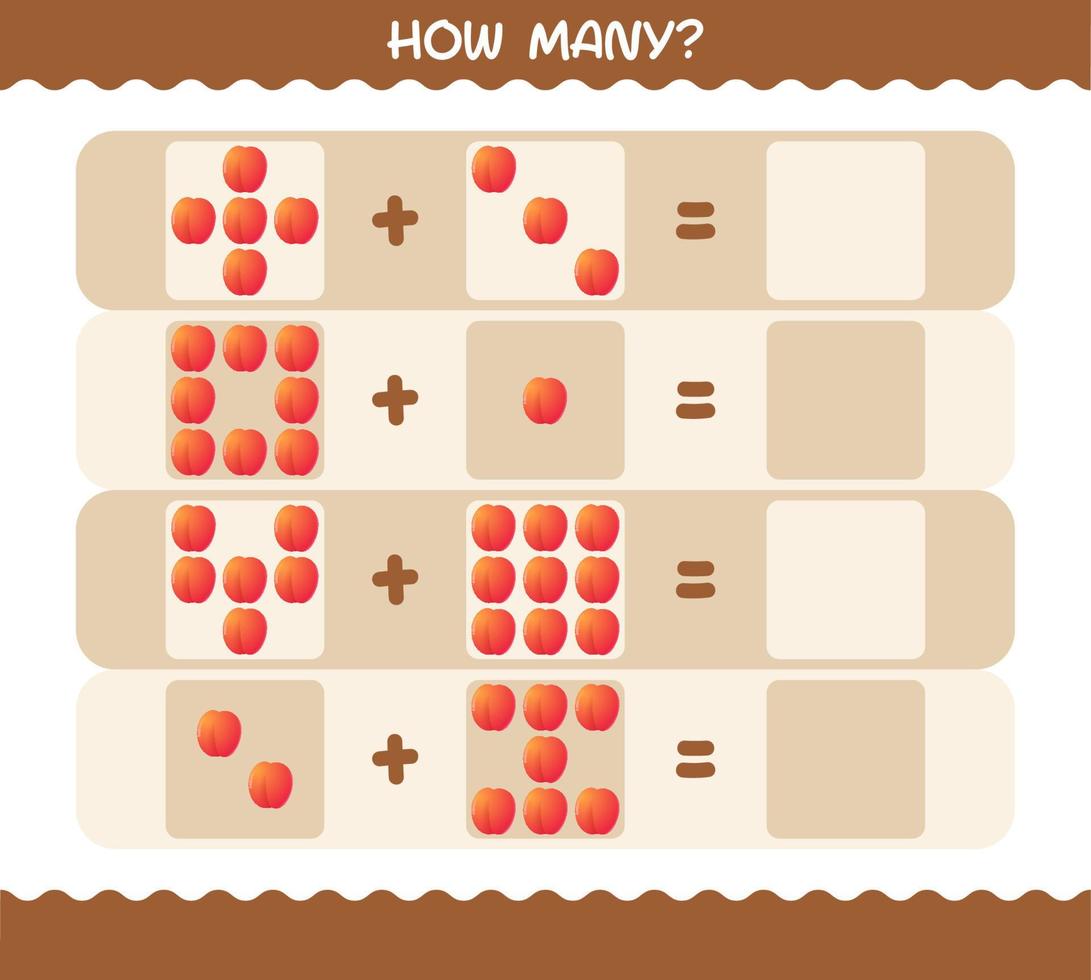 How many cartoon nectarine. Counting game. Educational game for pre shool years kids and toddlers vector
