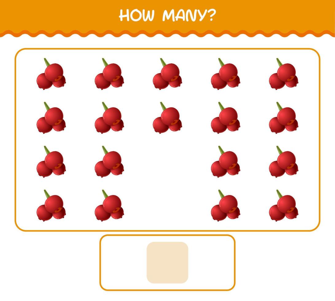 How many cartoon cranberry. Counting game. Educational game for pre shool years kids and toddlers vector