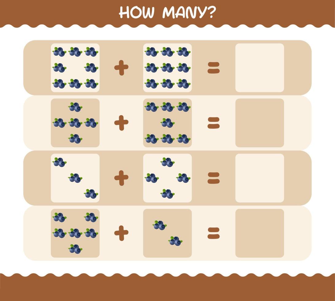 How many cartoon blueberry. Counting game. Educational game for pre shool years kids and toddlers vector