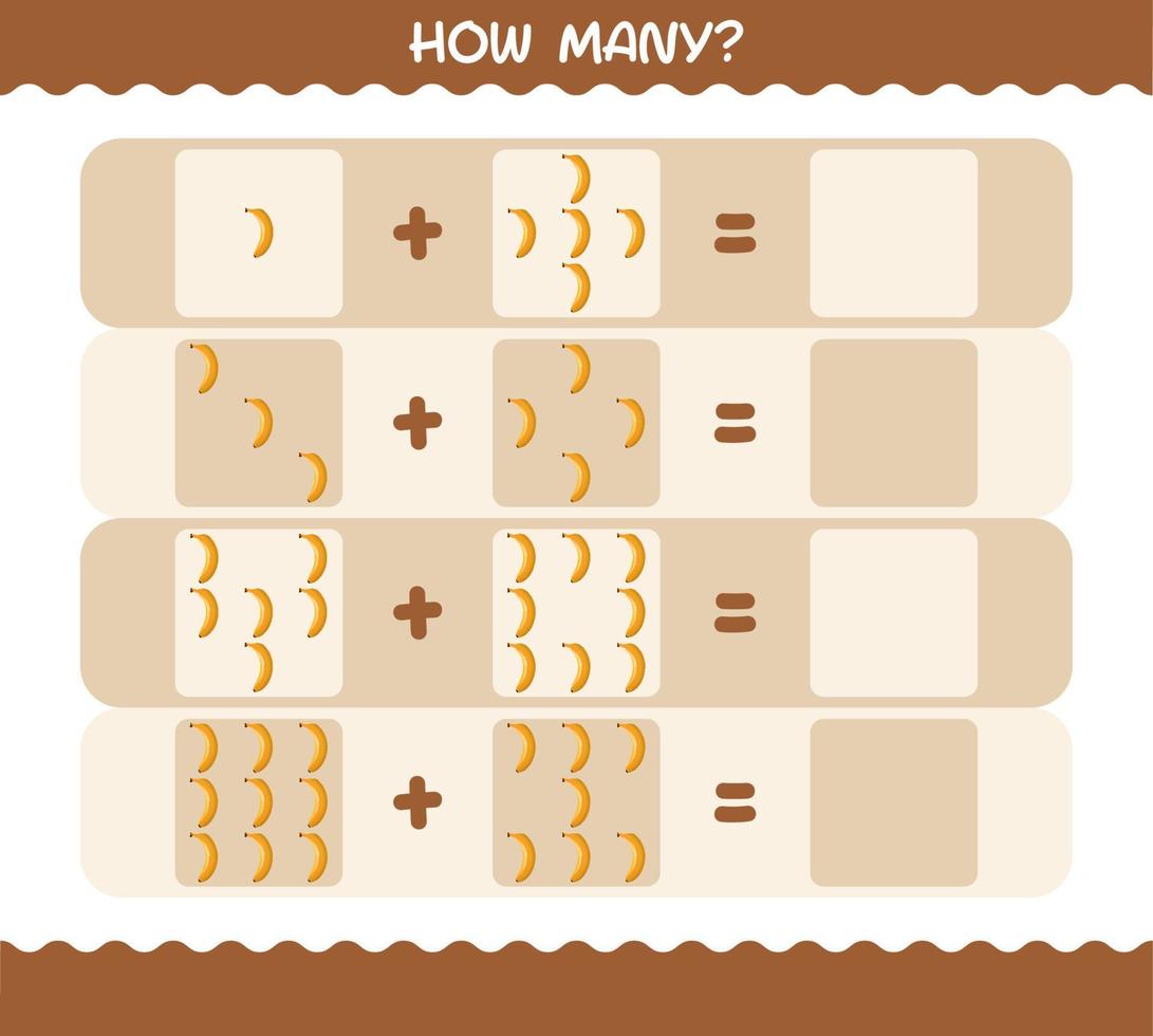 How many cartoon banana. Counting game. Educational game for pre shool years kids and toddlers vector