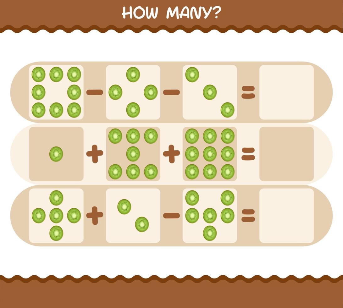 How many cartoon kiwi. Counting game. Educational game for pre shool years kids and toddlers vector