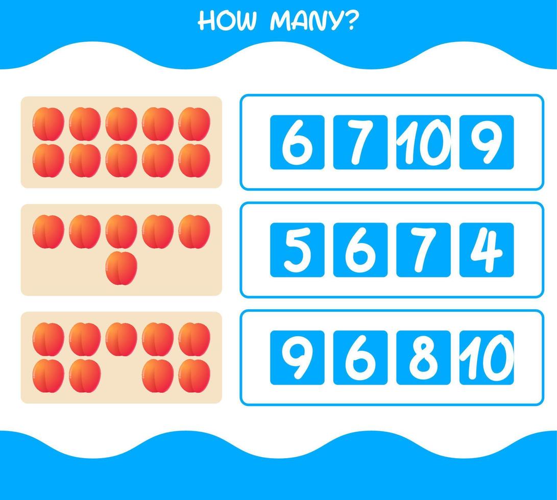 How many cartoon nectarine. Counting game. Educational game for pre shool years kids and toddlers vector