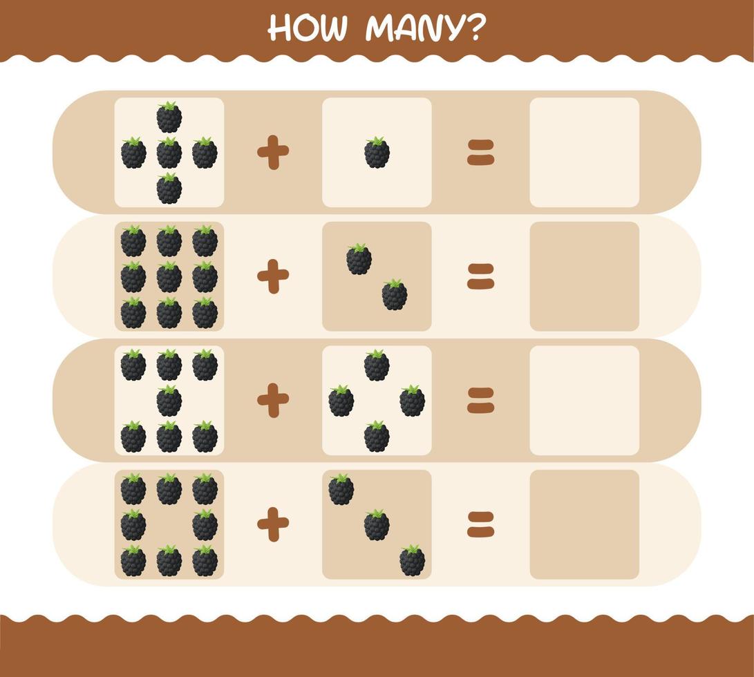How many cartoon blackberry. Counting game. Educational game for pre shool years kids and toddlers vector