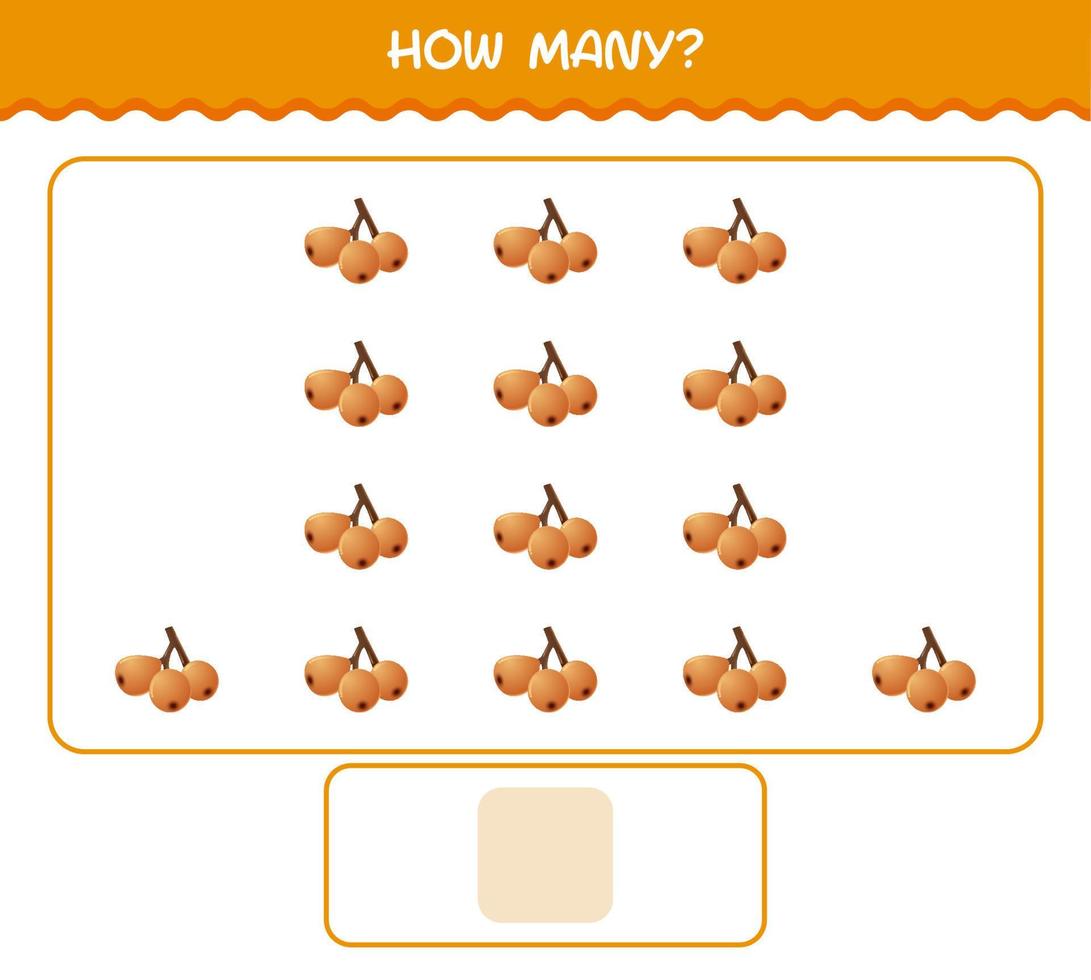 How many cartoon loquat. Counting game. Educational game for pre shool years kids and toddlers vector