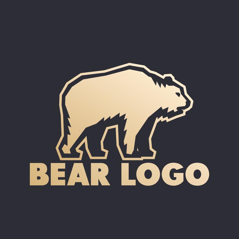 elemento del logotipo del oso, dorado en la oscuridad vector