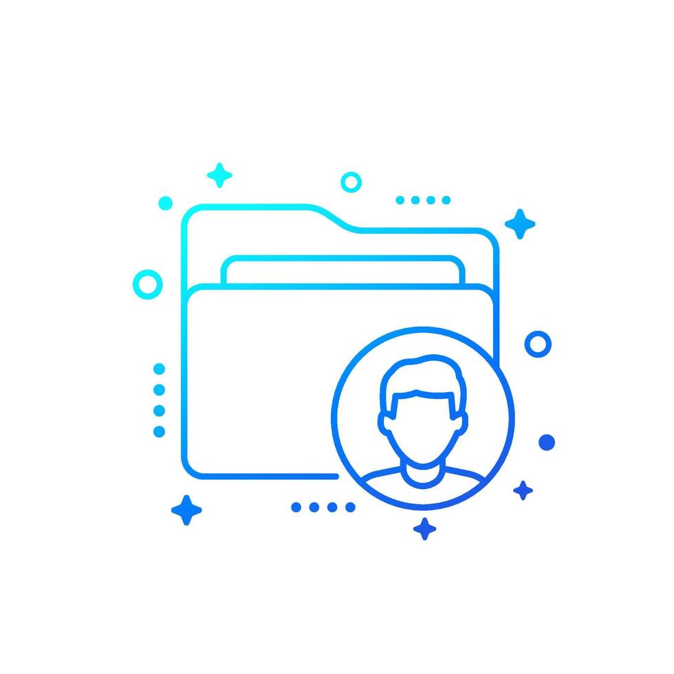 Personal data folder vector line icon