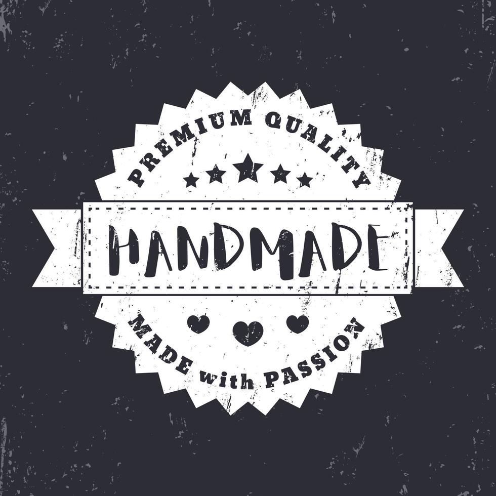 Handmade, Made with Passion vintage badge, label vector