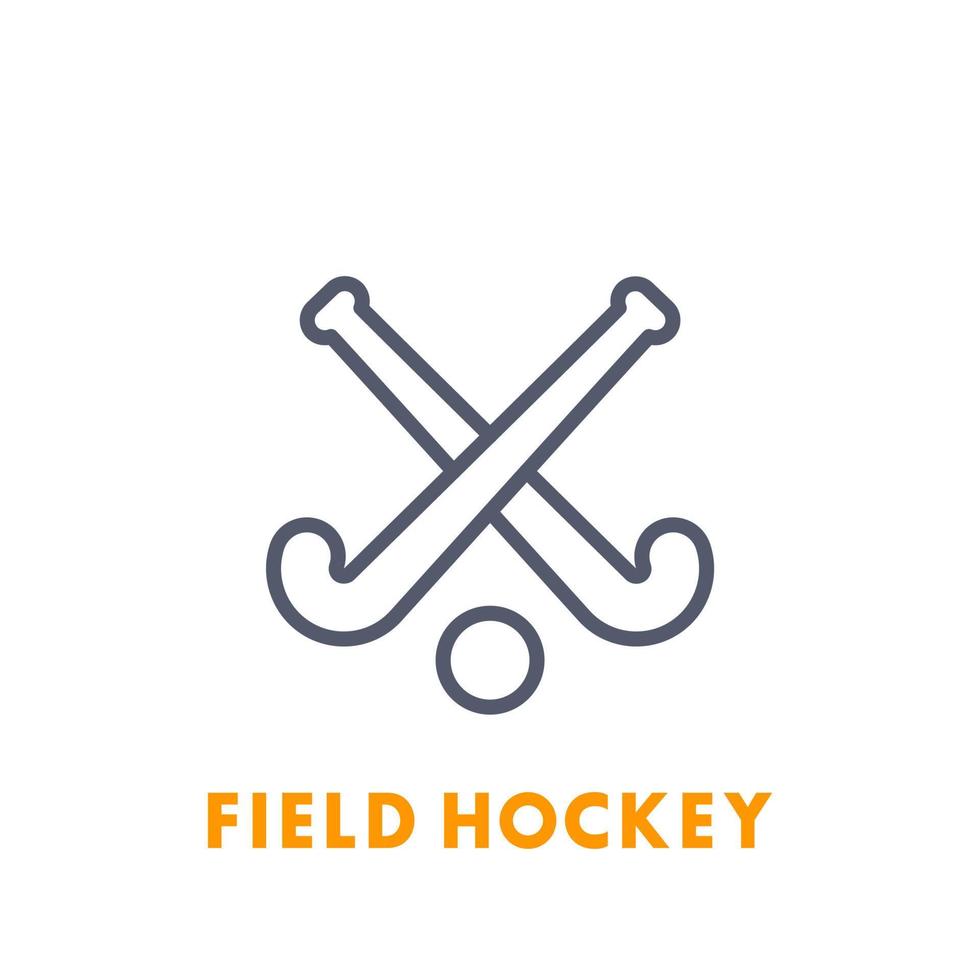 Field Hockey icon, linear isolated on white vector