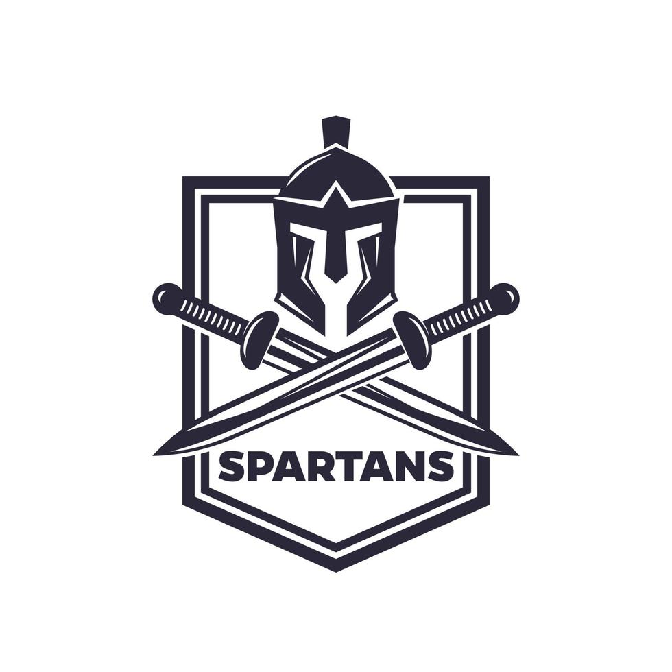 Spartans vector emblem with helmet and swords