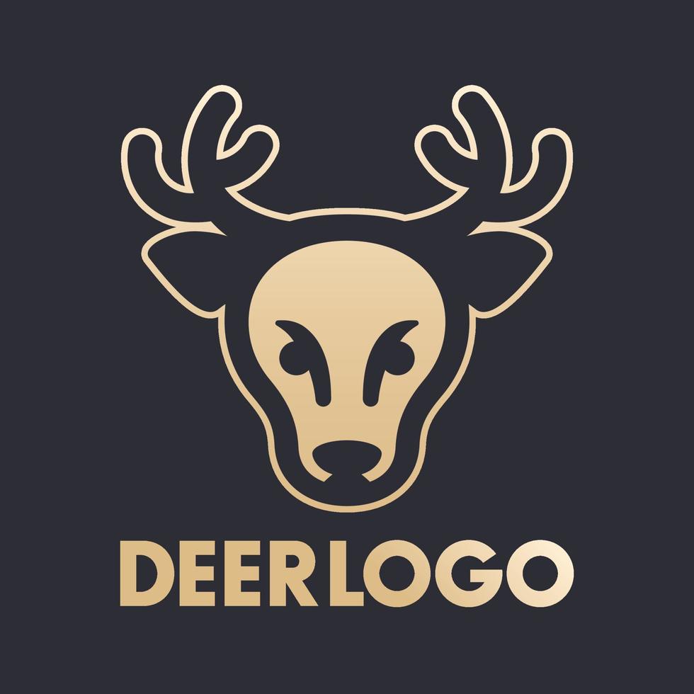 deer logo for national park, wildlife sanctuary, gold on dark, vector illustration