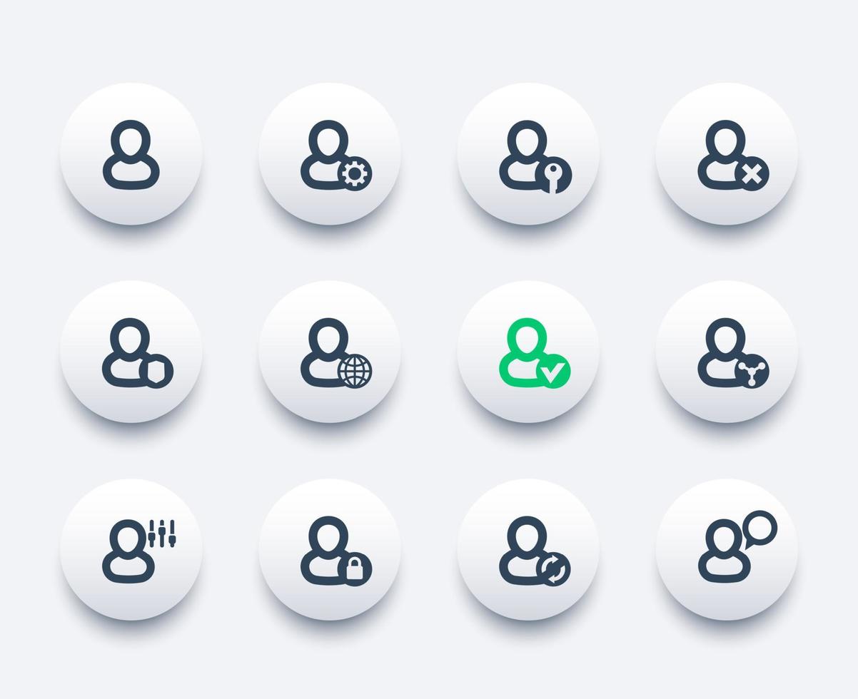 login, account settings vector icons set