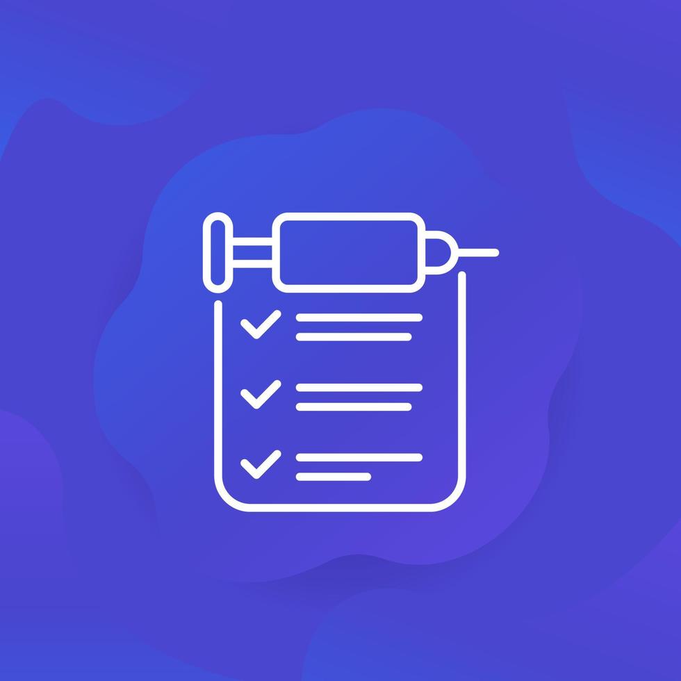 vaccination check line icon with checklist and syringe vector