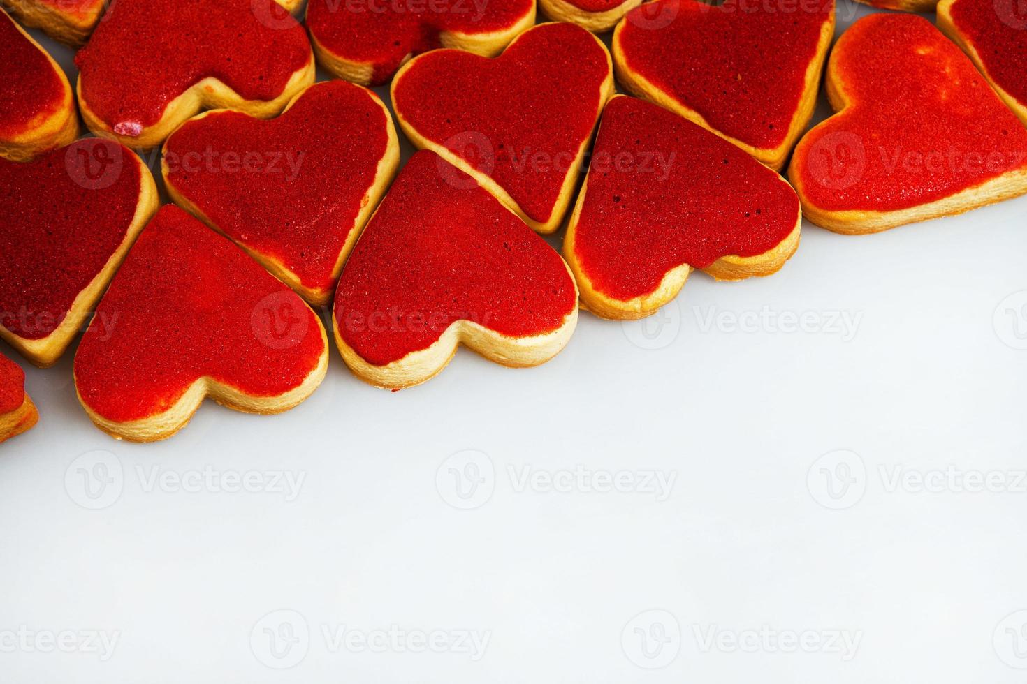 Valentine  day cookies. Heart shaped cookies for valentine day. Red and Pink Heart Shaped Cookies. Romantic seamless pattern with cookies hearts. photo