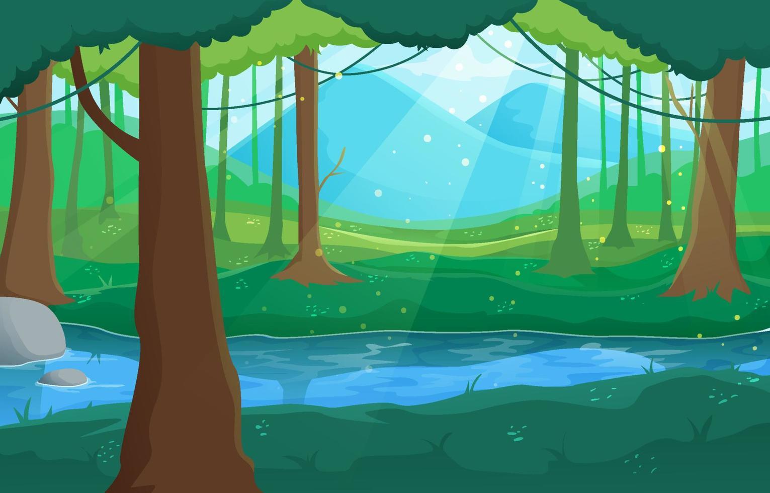 hermoso fondo de paisaje de bosque de verano vector