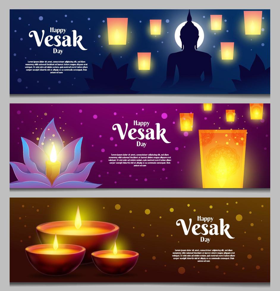 feliz día de vesak banner vector