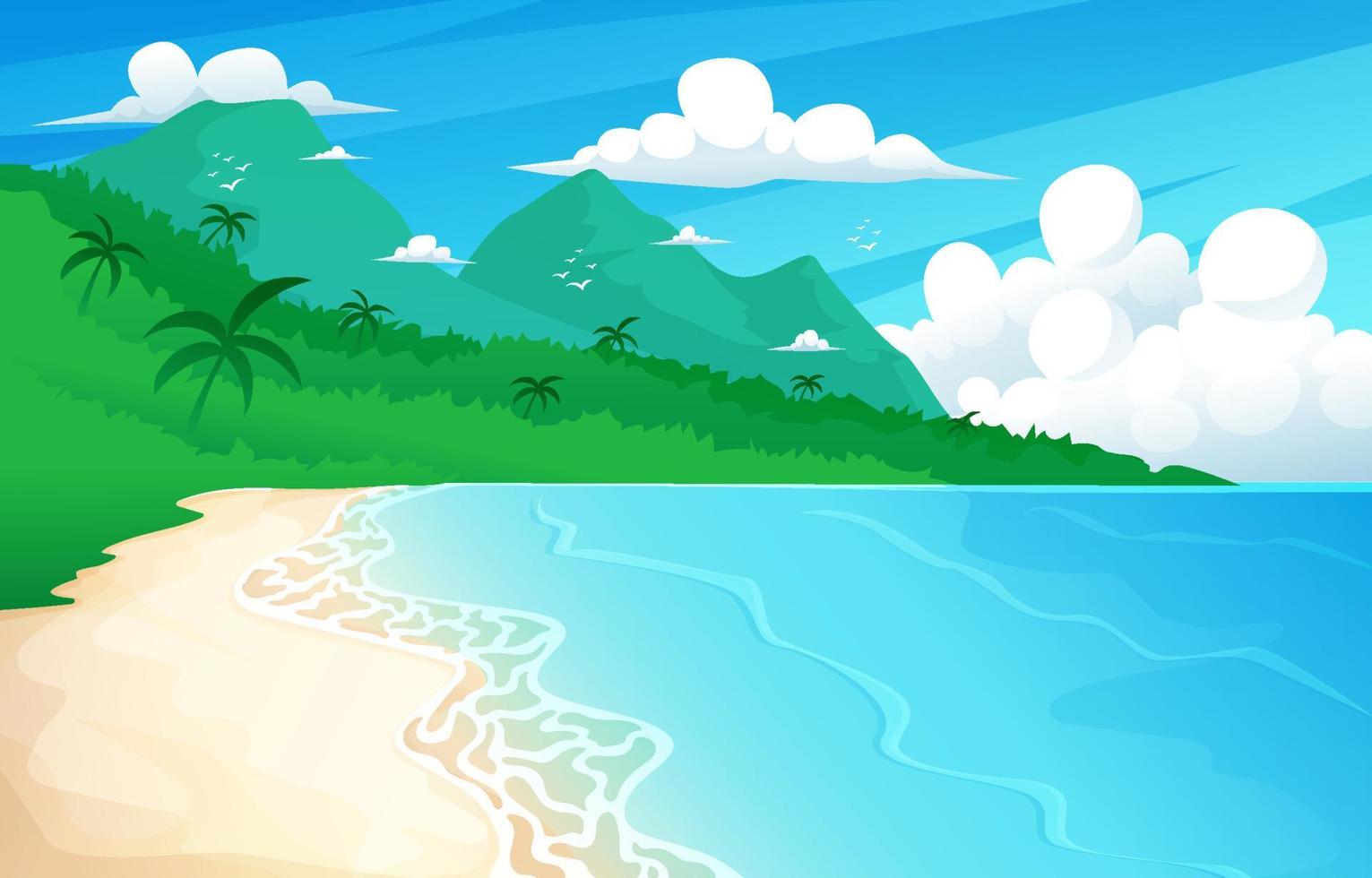 Beautiful Sunset Beach Scenery Background vector