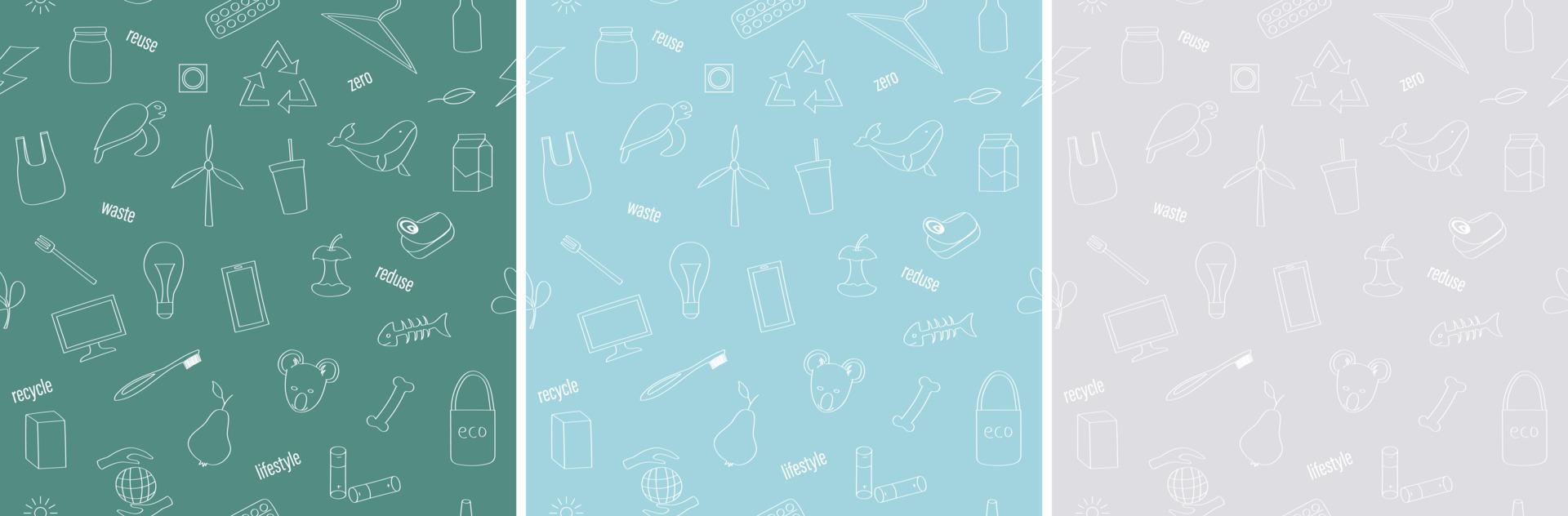 Zero waste pattern set vector