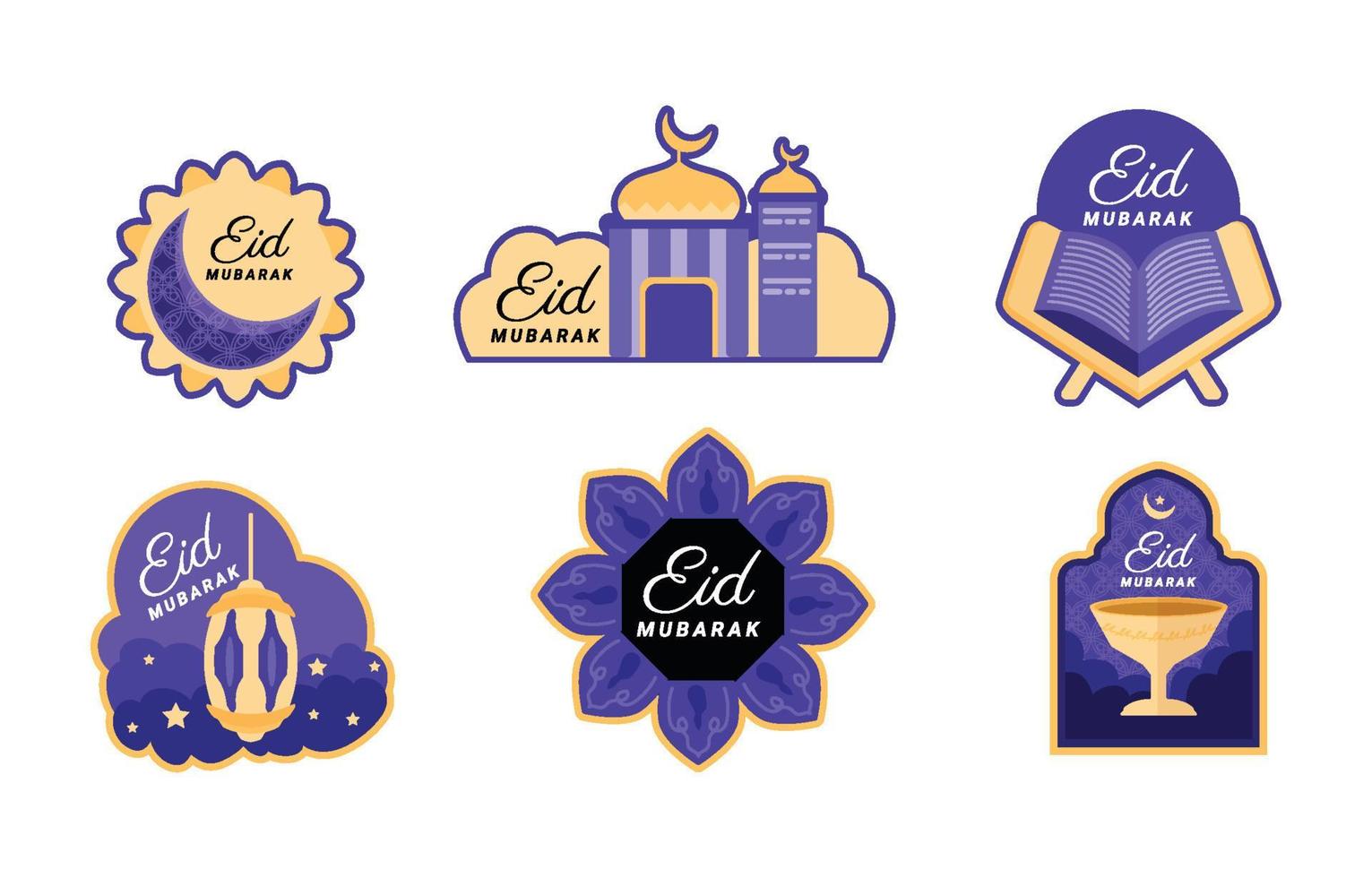 Eid Mubarak Badges vector