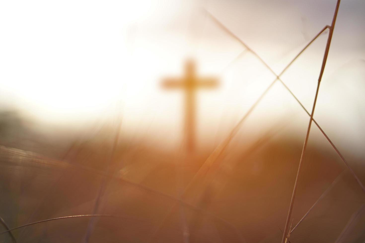 blurry crosses at sunset photo