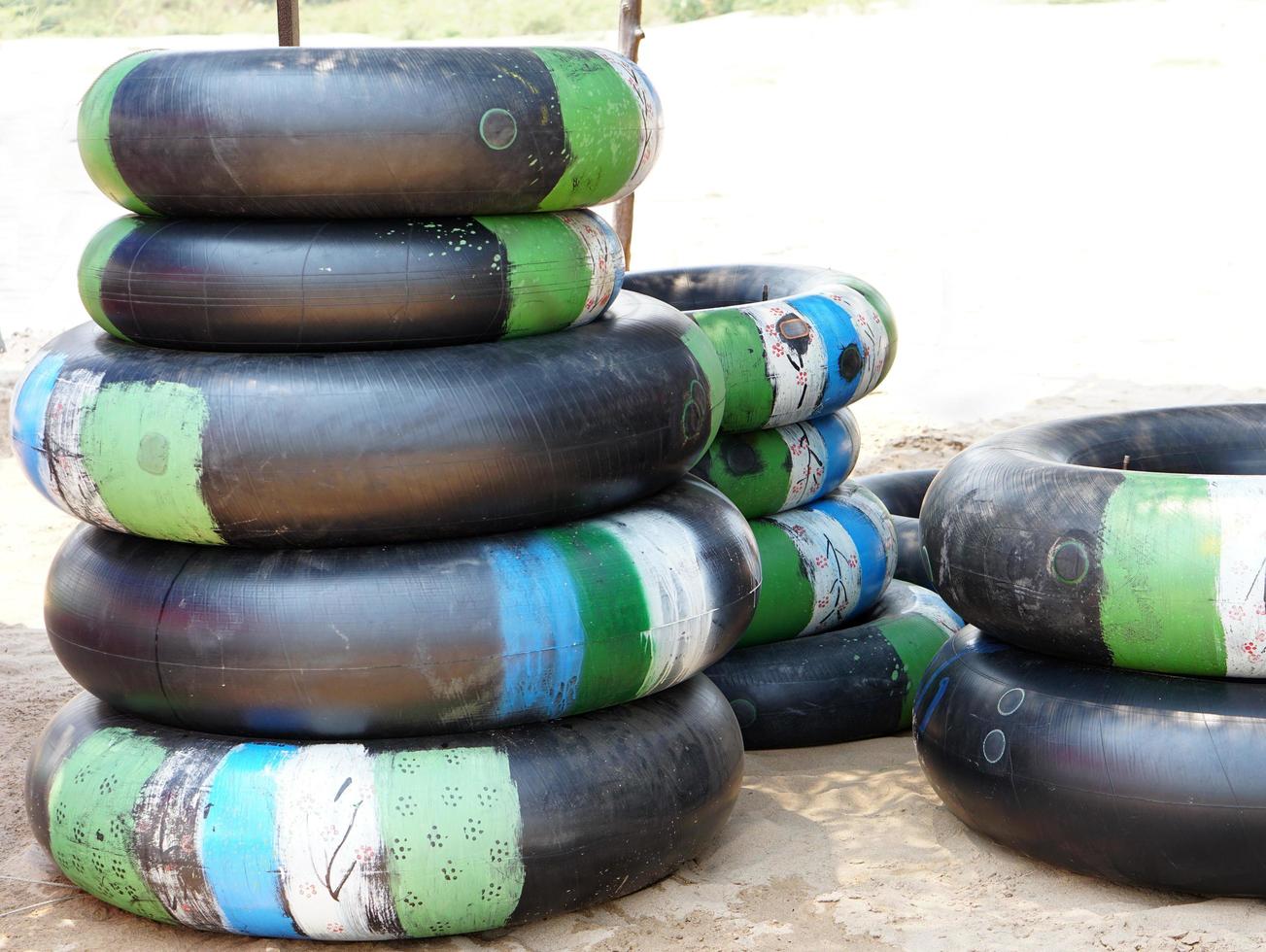 rubber ring for swimming in the rental store photo