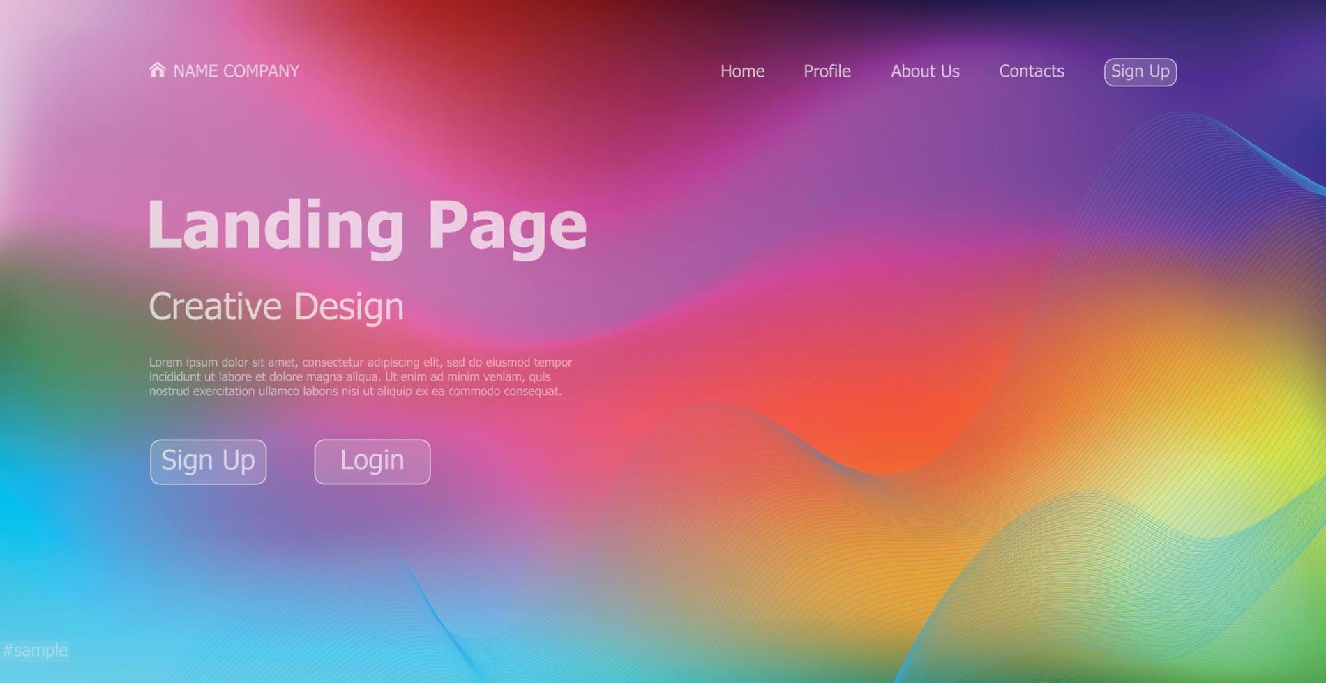 Gradient colorful web template landing page digital website landing page design concept - Vector