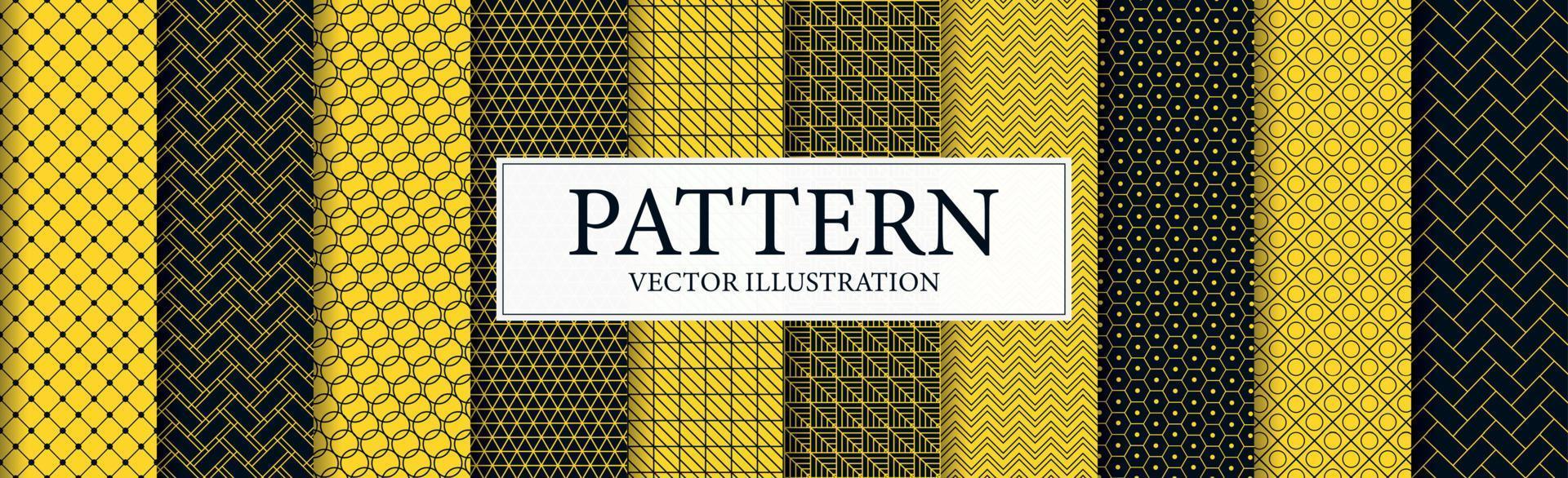 Panoramic patterns 8 pcs set black yellow - Vector