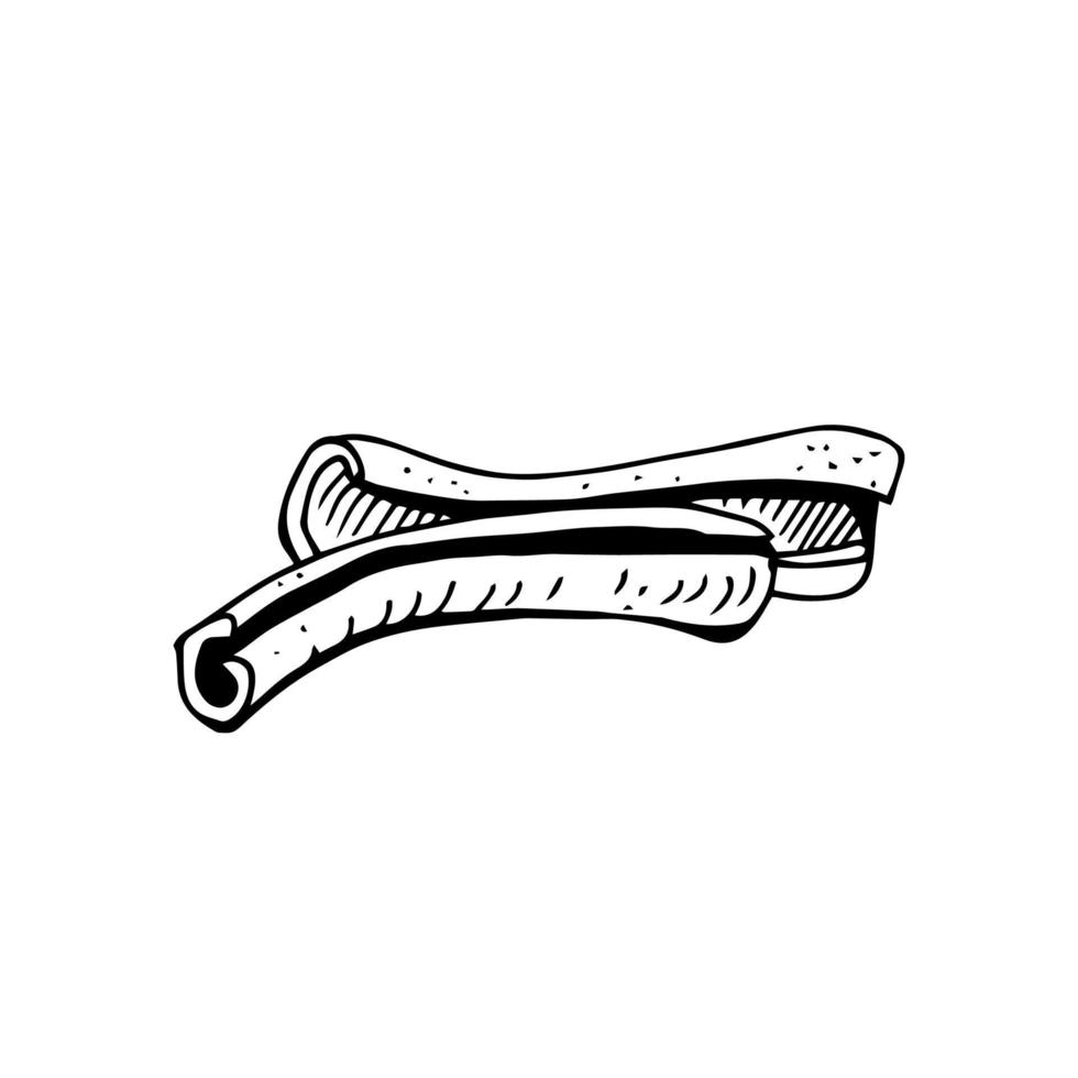 Seasoning cinnamon thin black lines on a white background - Vector