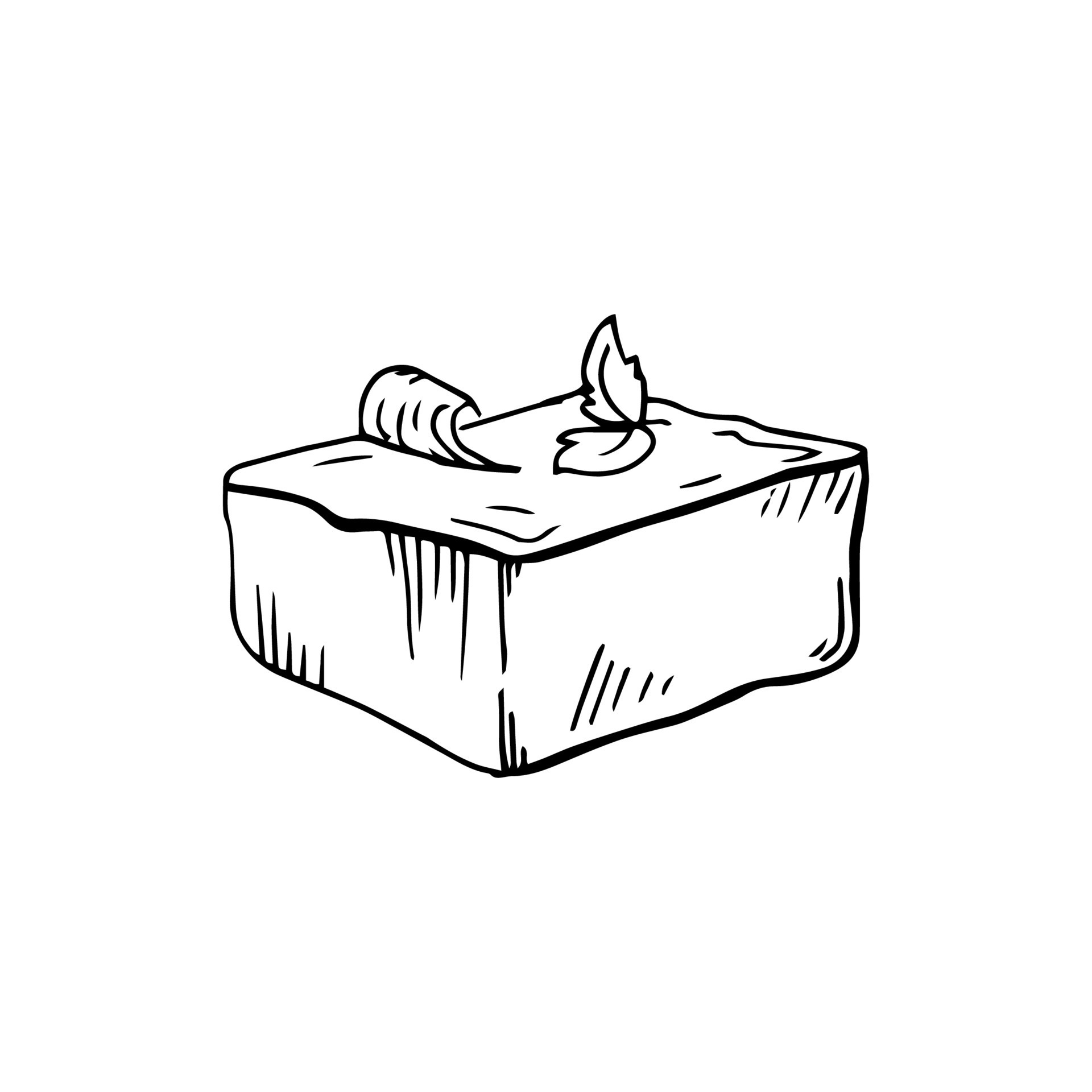 Piece of butter thin black lines on a white background Vector 7285486