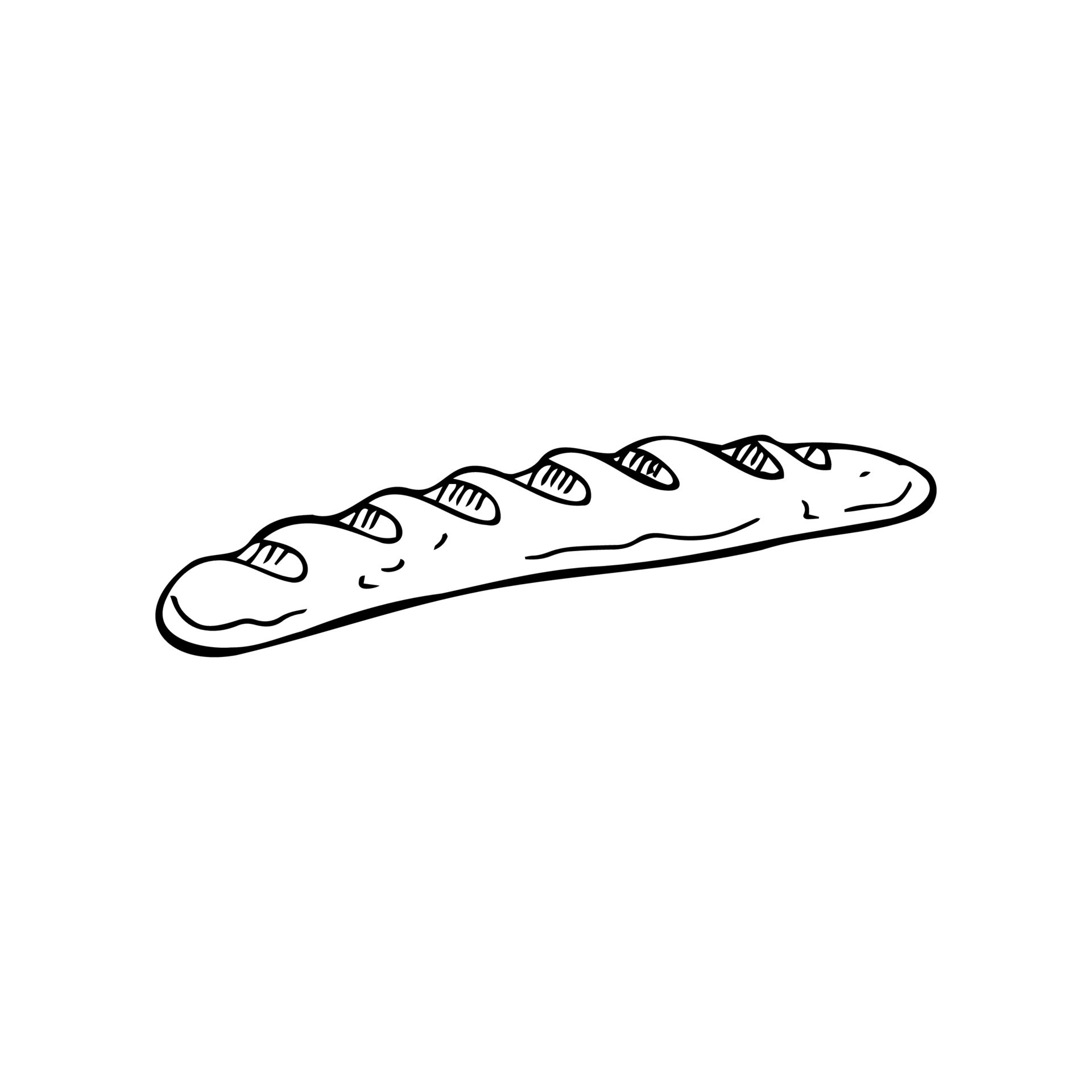 Loaf of bread french baguette thin black lines on white background ...