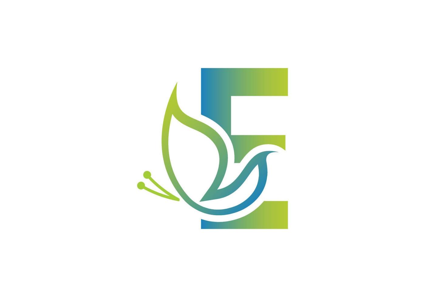 this is a creative letter e added butterfly logo vector
