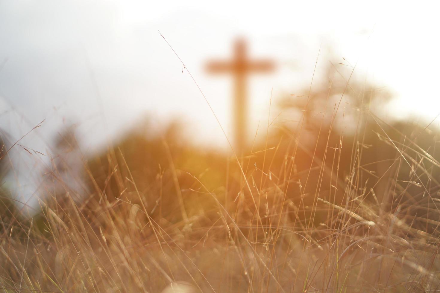 blurry crosses at sunset photo