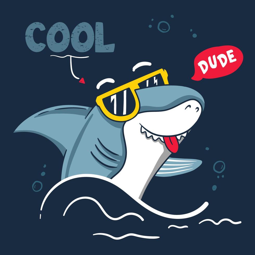 tiburón cool dude vector clip art ilustración