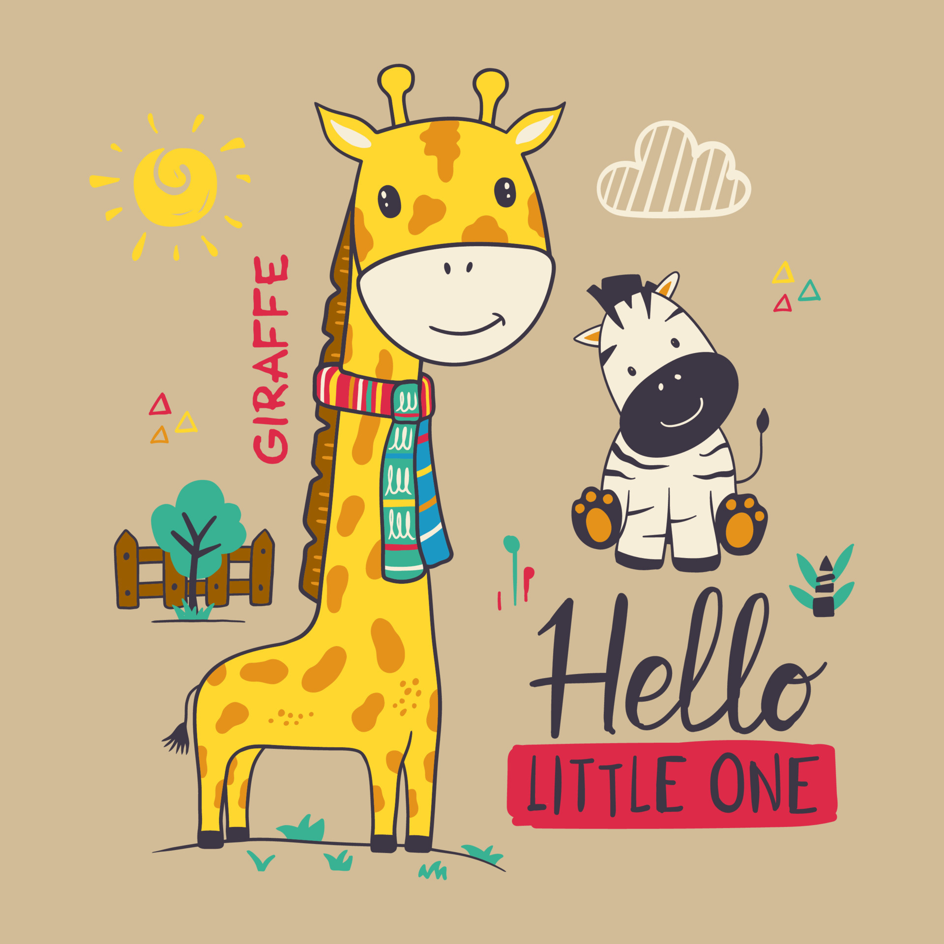 Funny giraffe cartoon illustration for tee 7286688 Vector Art at Vecteezy