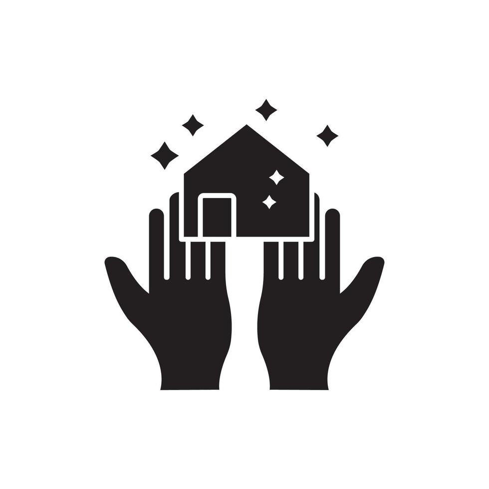 cleanliness icon. house with hand. suitable for cleanliness symbol. glyph icon style. silhouette. simple design editable. Design template vector