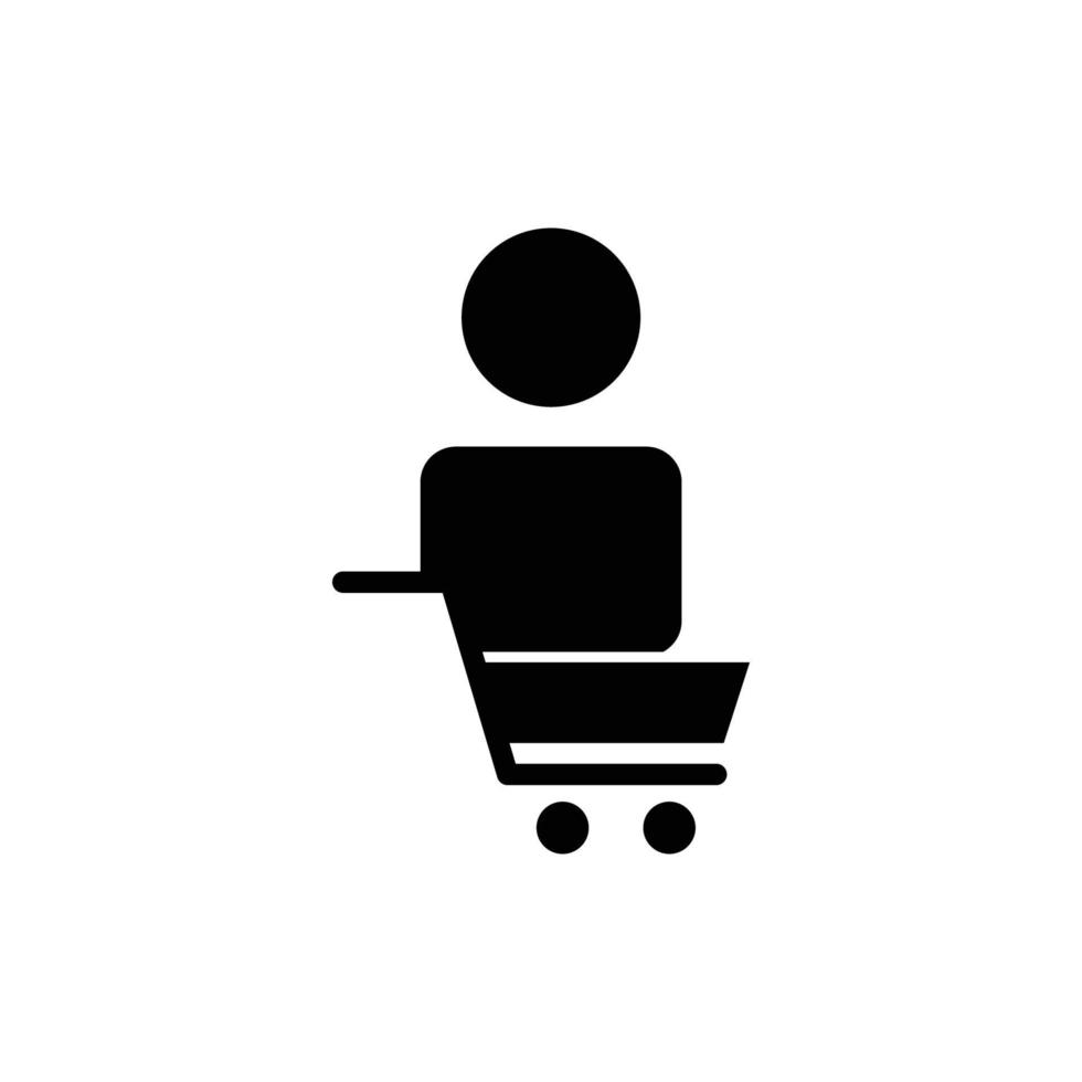 buyer safety icon. people with shield and shopping cart. glyph icon style. silhouette. suitable for shopping icon. simple design editable. Design template vector